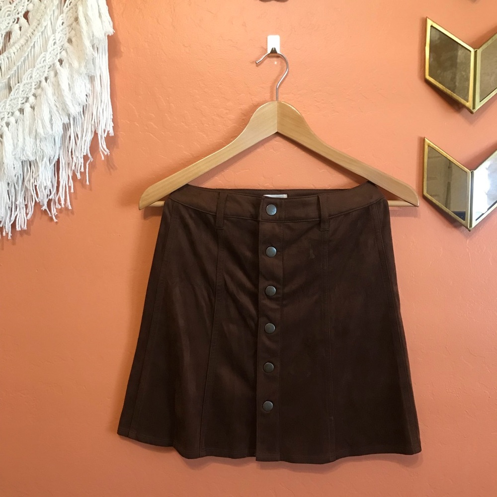 Mossimo Faux Suede Button-Up A-Line Skirt - XS